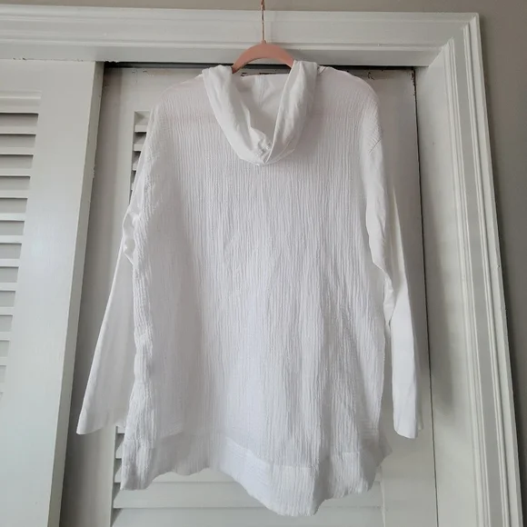 J jill- pure jill cotton-Gauze hooded jacket. - Picture 6 of 11